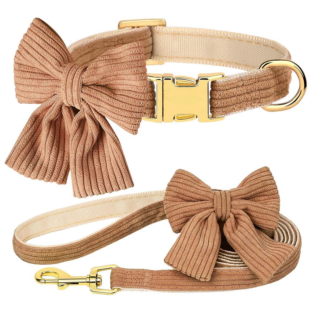 Pink Velvet Dog Collar Set