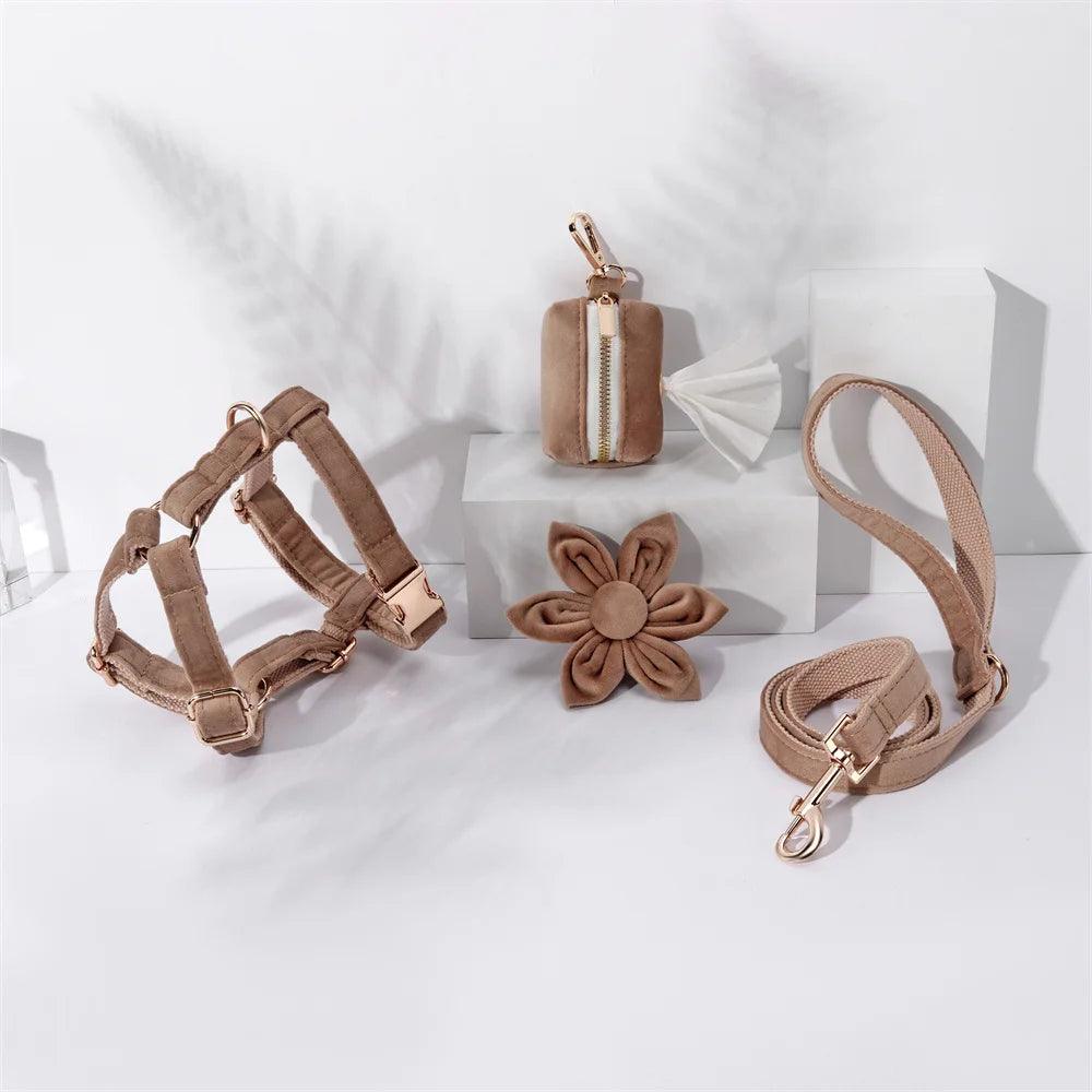 Soft Velvet Pet Harness Set