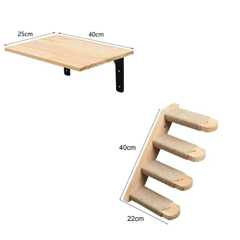 Wall-Mounted Cat Climbing TreeDescription:
Transform your home into a feline paradise with this cat tree. Featuring climbing shelves, a hammock, and a cozy house, your kitten will love their newRegal Pet PalaceRegal Pet PalaceWall-Mounted Cat