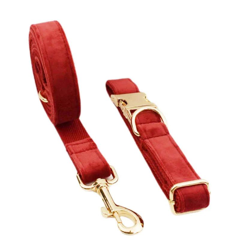 Cherry Red Velvet Dog Set