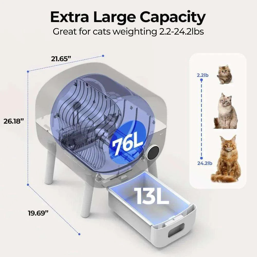 Smart Automatic Self-Cleaning LitterDescription:
Say goodbye to scooping! This self-cleaning litter box keeps your home odor-free and fresh, giving your cat a clean space while you enjoy hassle-free mRegal Pet PalaceRegal Pet PalaceSmart Automatic Self-Cleaning