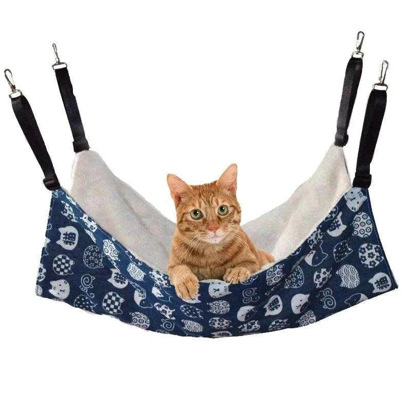 Cozy Canvas Cat HammockDescription:
Every cat deserves a comfy retreat! This double-sided hanging bed provides the perfect snuggly spot for cats, small dogs, and even hamsters to relax anRegal Pet PalaceRegal Pet PalaceCozy Canvas Cat