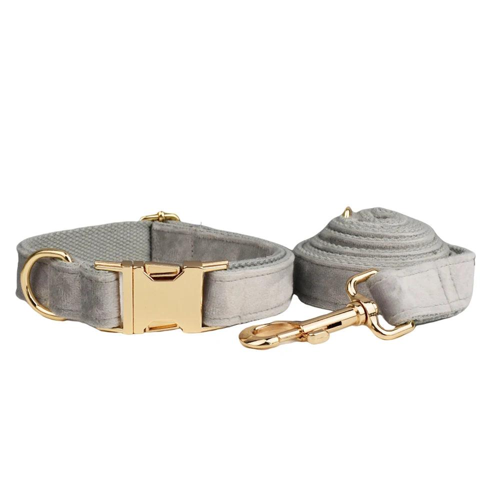 Personalized Velvet Dog Collar Set