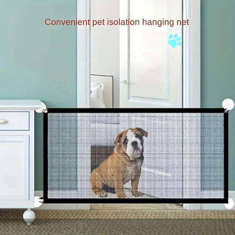 Folding Pet Safety BarrierDescription:
Create a safe zone for your pet! This breathable, foldable mesh fence with hooks is perfect for blocking stairs and doorways, giving your dog a secure Regal Pet PalaceRegal Pet PalaceFolding Pet Safety