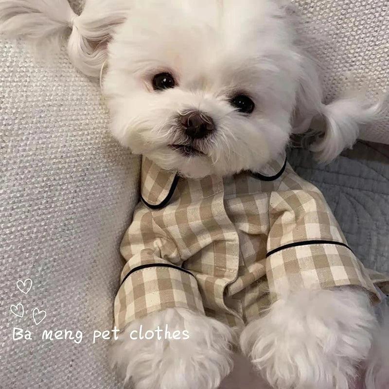 Plaid Cotton Dog Pajamas