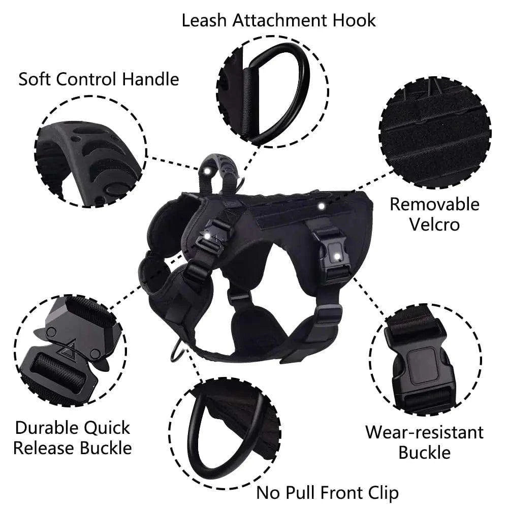 Tactical Dog Harness SetDescription:
Gear up your dog for any adventure with this military-style harness! Perfect for training and outdoor activities, it provides comfort, control, and durRegal Pet PalaceRegal Pet PalaceTactical Dog Harness