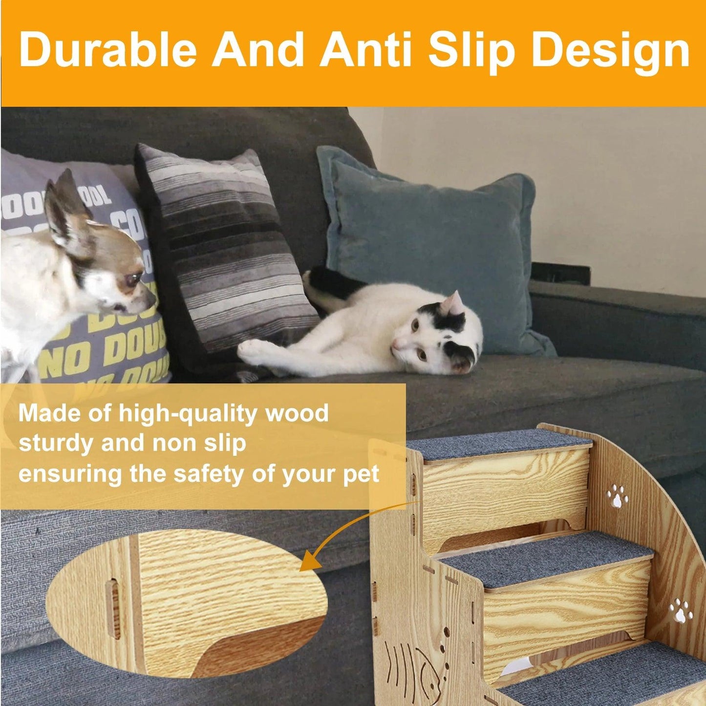 3-Tier Pet Stairs for Dogs