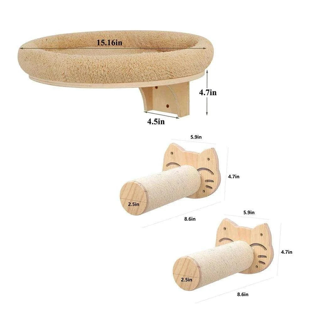 Wall-Mounted Cat Climbing LadderDescription:
Give your cat the ultimate climbing adventure with this stylish wall-mounted ladder and hammock combo. Perfect for active cats who love to explore and Regal Pet PalaceRegal Pet PalaceWall-Mounted Cat
