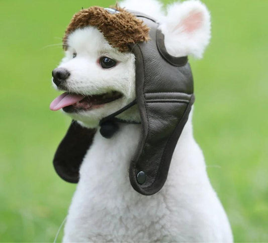 Vintage Leather Dog Pilot Hat