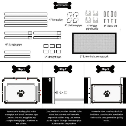 Portable Mesh Pet BarrierDescription:
Keep your pet safe while protecting your space! This breathable, foldable mesh gate is perfect for blocking off doorways, stairs, or rooms—creating a seRegal Pet PalaceRegal Pet PalacePortable Mesh Pet