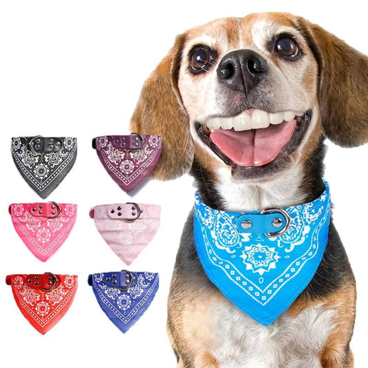 Adjustable Leather Dog Bandana