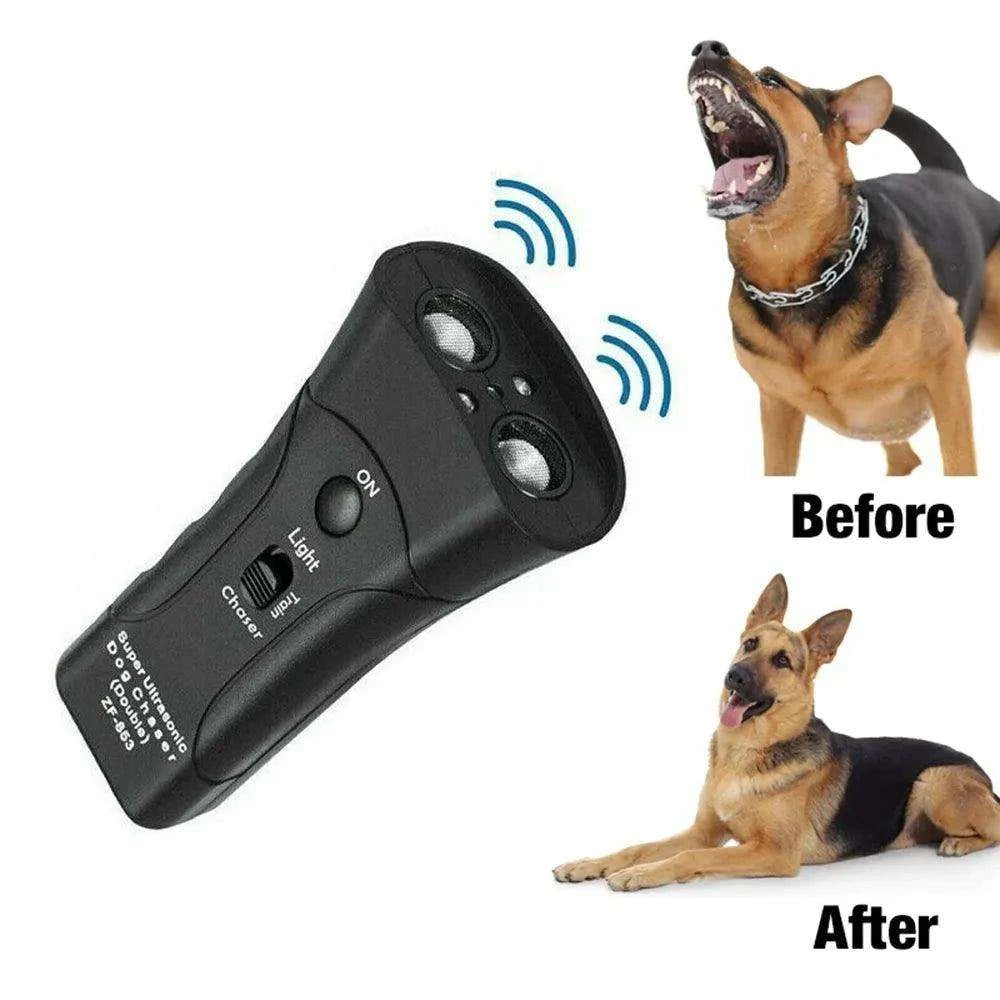 Ultrasonic Dog Repeller DeviceDescription:

 Stay safe from aggressive animals! This ultrasonic dog chaser uses sound and an LED flashlight to deter threats, making walks, jogs, and outdoor advenRegal Pet PalaceRegal Pet PalaceUltrasonic Dog Repeller