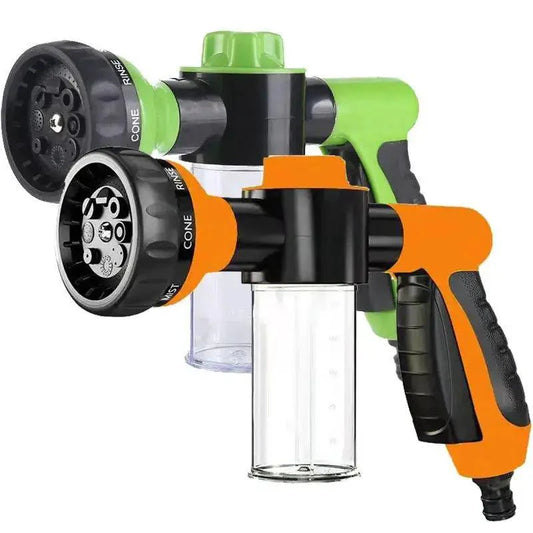 Portable high-pressure foam sprayer with adjustable nozzles for versatile cleaning.