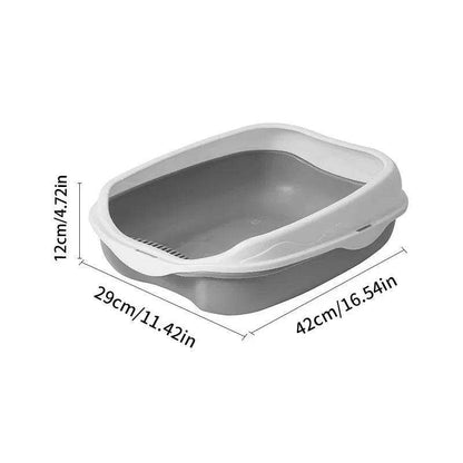 Spatter-Proof Semi-Enclosed Litter BoxDescription:

Say goodbye to messy floors! This semi-enclosed litter box keeps your cat’s space clean and your home odor-free while providing comfort and privacy forRegal Pet PalaceRegal Pet PalaceSpatter-Proof Semi-Enclosed