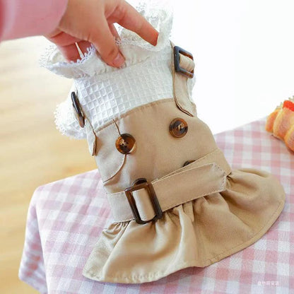Khaki Button Pet Skirt