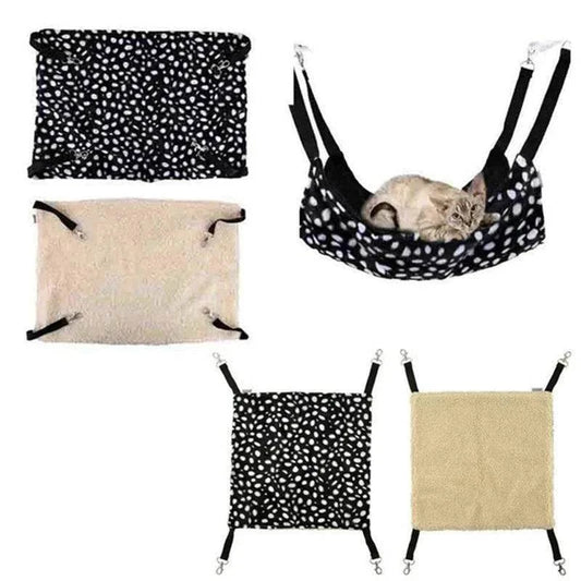 Cozy Cat Hanging HammockDescription:

Give your pet the ultimate nap spot! This soft, double-sided hanging hammock creates a cozy retreat for cats and small animals.

Benefits:

✔ Space-SavRegal Pet PalaceRegal Pet PalaceCozy Cat