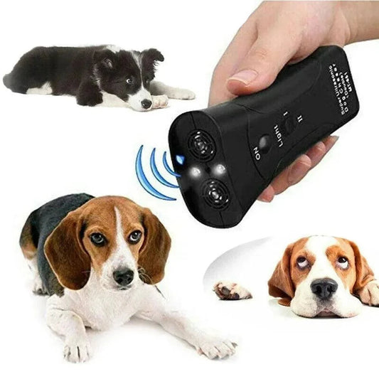 Ultrasonic Dog Repeller DeviceDescription:

 Stay safe from aggressive animals! This ultrasonic dog chaser uses sound and an LED flashlight to deter threats, making walks, jogs, and outdoor advenRegal Pet PalaceRegal Pet PalaceUltrasonic Dog Repeller