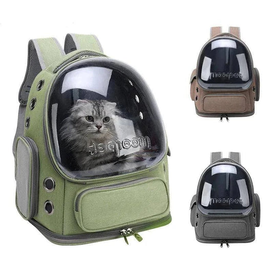 Transparent Cat Travel BackpackDescription:

Adventure awaits! Give your pet a secure, breathable, and panoramic travel experience—perfect for walks, vet visits, or outdoor trips while keeping theRegal Pet PalaceRegal Pet PalaceCat Travel Backpack