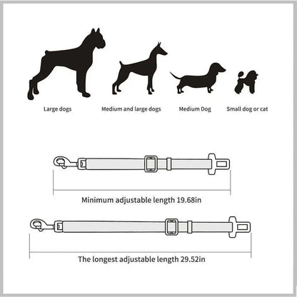 Adjustable Dog Car Seat BeltDescription:

Traveling with your furry friend has never been easier! This adjustable pet car seat belt ensures your pet’s safety and comfort during every ride, prevRegal Pet PalaceRegal Pet PalaceAdjustable Dog Car