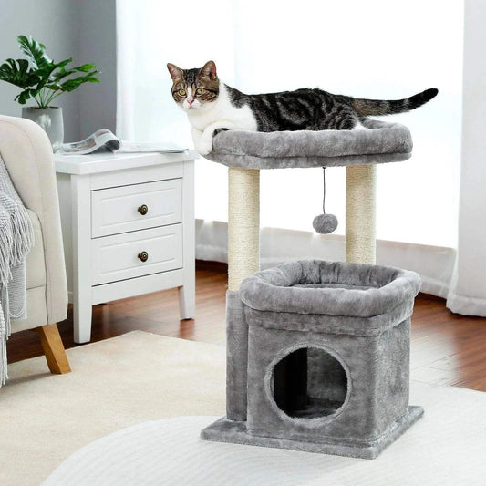Cozy Cat Tower CondoDescription:

Give your cat the ultimate playground with this cozy cat tower! Featuring a private condo, sisal scratching posts, and a plush pom-pom for endless enteRegal Pet PalaceRegal Pet PalaceCozy Cat Tower