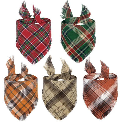 Plaid Dog Bandana Set