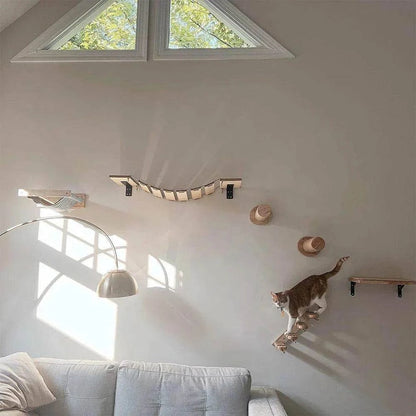 Wall-Mounted Cat Climbing ShelfDescription:

Elevate your cat’s playtime with this four-step wall-mounted stairway. Perfect for climbing, scratching, and resting, it transforms any wall into a verRegal Pet PalaceRegal Pet PalaceWall-Mounted Cat