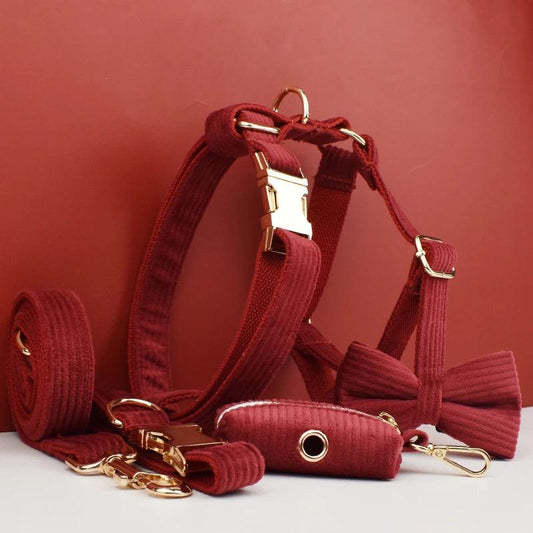 Wine Red Corduroy Dog Set