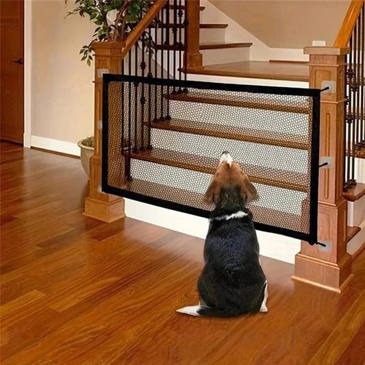 Foldable Pet Safety GateDescription:

Keep your pet safe while protecting your home! This breathable mesh barrier is perfect for blocking stairs, doorways, and other areas to create a securRegal Pet PalaceRegal Pet PalaceFoldable Pet Safety