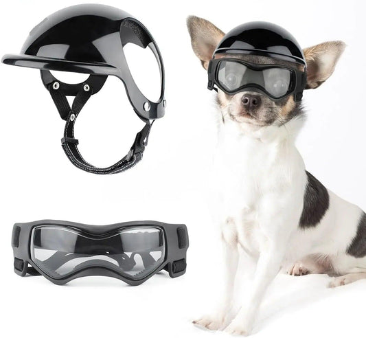 Dog Motorcycle Helmet & Goggles