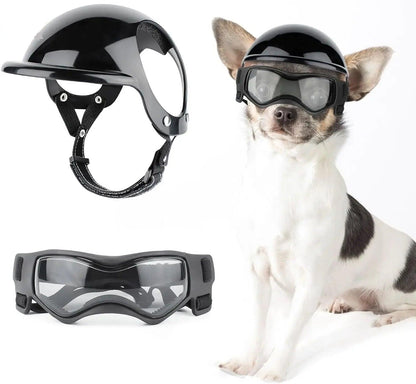 Dog Motorcycle Helmet & Goggles