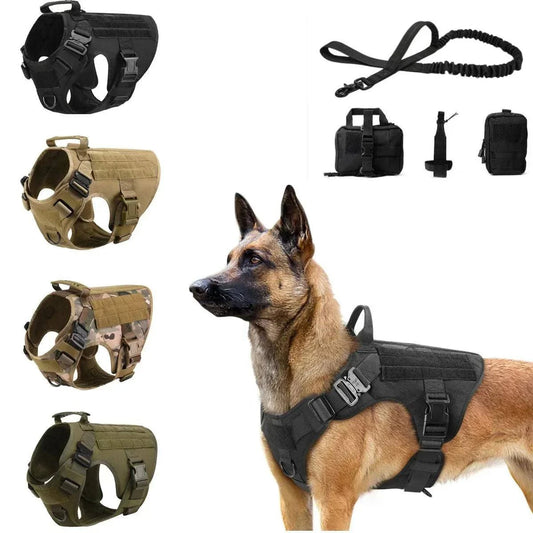 Tactical Dog Harness SetDescription:

Gear up your dog for any adventure with this military-style harness! Perfect for training and outdoor activities, it provides comfort, control, and durRegal Pet PalaceRegal Pet PalaceTactical Dog Harness