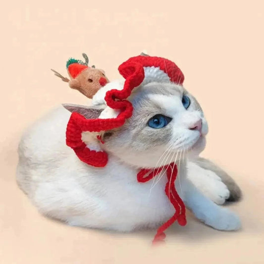 Cozy Winter Pet HatDescription:
Dress your pet in holiday cheer! This handmade wool knitted cat hat adds warmth and festive spirit, perfect for winter and Christmas celebrations with yRegal Pet PalaceRegal Pet PalaceCozy Winter