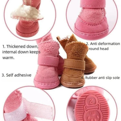 Warm Fleece Dog Snow Boots