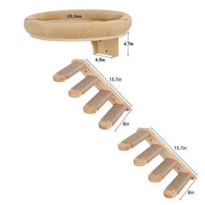 Wall-Mounted Cat Climbing LadderDescription:

Give your cat the ultimate climbing adventure with this stylish wall-mounted ladder and hammock combo. Perfect for active cats who love to explore and Regal Pet PalaceRegal Pet PalaceWall-Mounted Cat