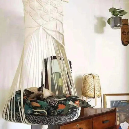 Soft Hanging Bed SwingDescription:

Treat your furry friend to the perfect nap spot with this cozy hanging bed. Its soft mesh material offers comfort and support, making it ideal for catsRegal Pet PalaceRegal Pet PalaceSoft Hanging Bed