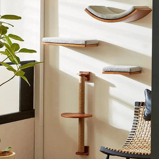 Wall Mounted Cat TreeDescription:

Give your cat the ultimate climbing adventure with this sleek wall-mounted cat tree. Perfect for active felines, it saves space and adds style while keRegal Pet PalaceRegal Pet PalaceWall Mounted Cat Tree