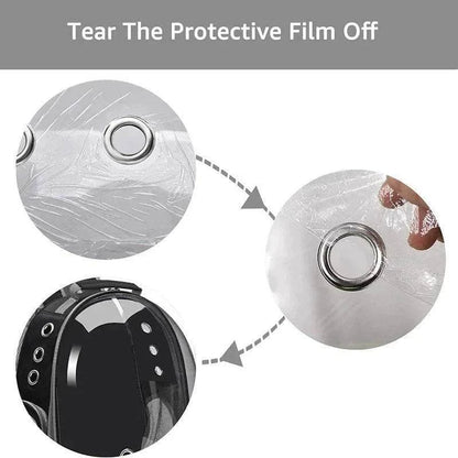 Transparent Cat Travel BackpackDescription:

Turn every outing into an adventure! This breathable, lightweight backpack gives your cat a panoramic view while keeping them safe and comfortable on tRegal Pet PalaceRegal Pet PalaceCat Travel Backpack