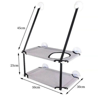 Double-Decker Cat Hammock BedDescription:

Give your cat the ultimate sunbathing spot with this double-decker hammock. Suction cup mounts securely to the window, offering a cozy space for loungiRegal Pet PalaceRegal Pet PalaceDouble-Decker Cat
