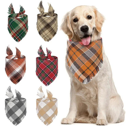 Plaid Dog Bandana Set