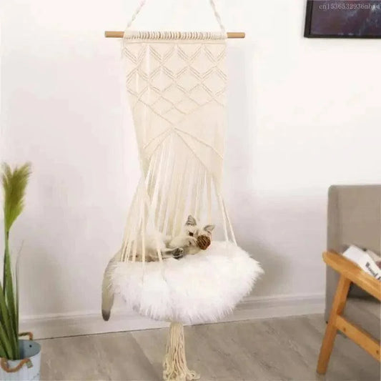 Soft Hanging Bed SwingDescription:

Treat your furry friend to the perfect nap spot with this cozy hanging bed. Its soft mesh material offers comfort and support, making it ideal for catsRegal Pet PalaceRegal Pet PalaceSoft Hanging Bed