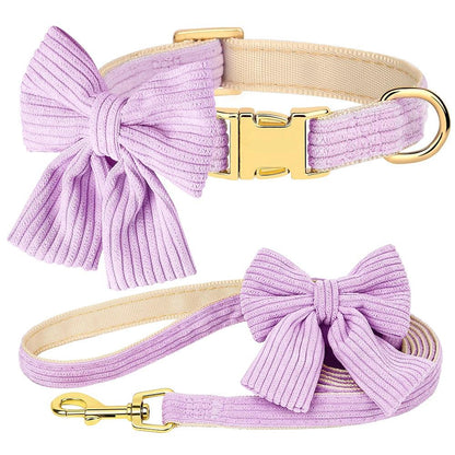 Pink Velvet Dog Collar Set