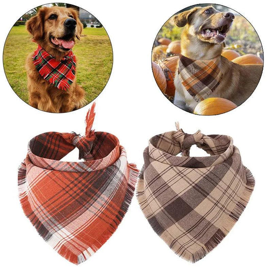 Plaid Dog Bandana Set