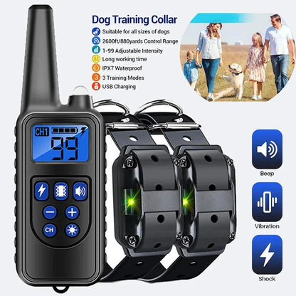 Rechargeable Dog Training CollarDescription:

Take control of your dog’s behavior with this electric training collar! With adjustable shock, vibration, and a clicker, it’s the perfect solution for Regal Pet PalaceRegal Pet PalaceDog Training Collar