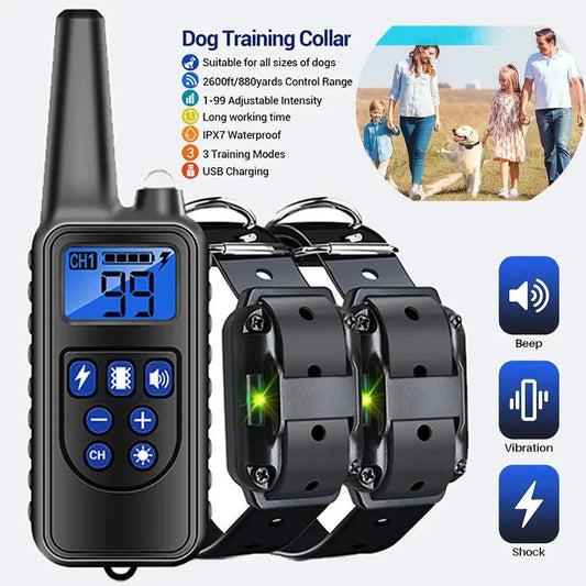 Rechargeable Dog Training CollarDescription:

Take control of your dog’s behavior with this electric training collar! With adjustable shock, vibration, and a clicker, it’s the perfect solution for Regal Pet PalaceRegal Pet PalaceDog Training Collar
