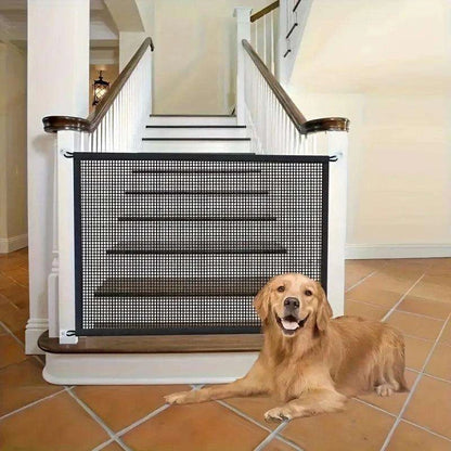 Folding Pet Safety BarrierDescription:

Create a safe zone for your pet! This breathable, foldable mesh fence with hooks is perfect for blocking stairs and doorways, giving your dog a secure Regal Pet PalaceRegal Pet PalaceFolding Pet Safety