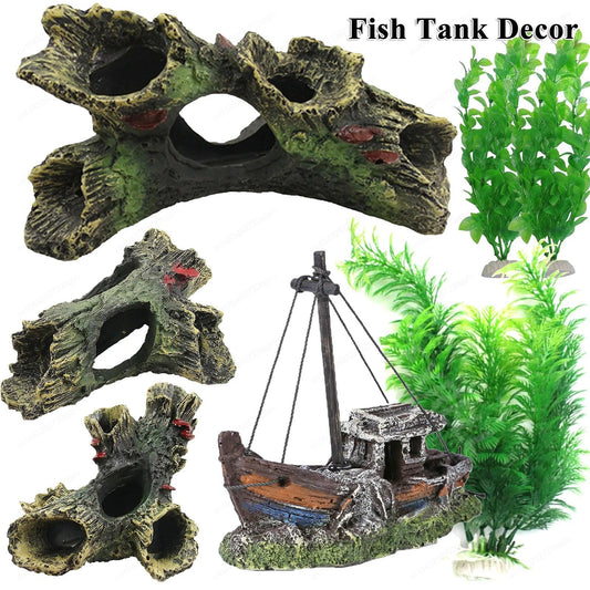 Hollow Log Fish Tank Décor