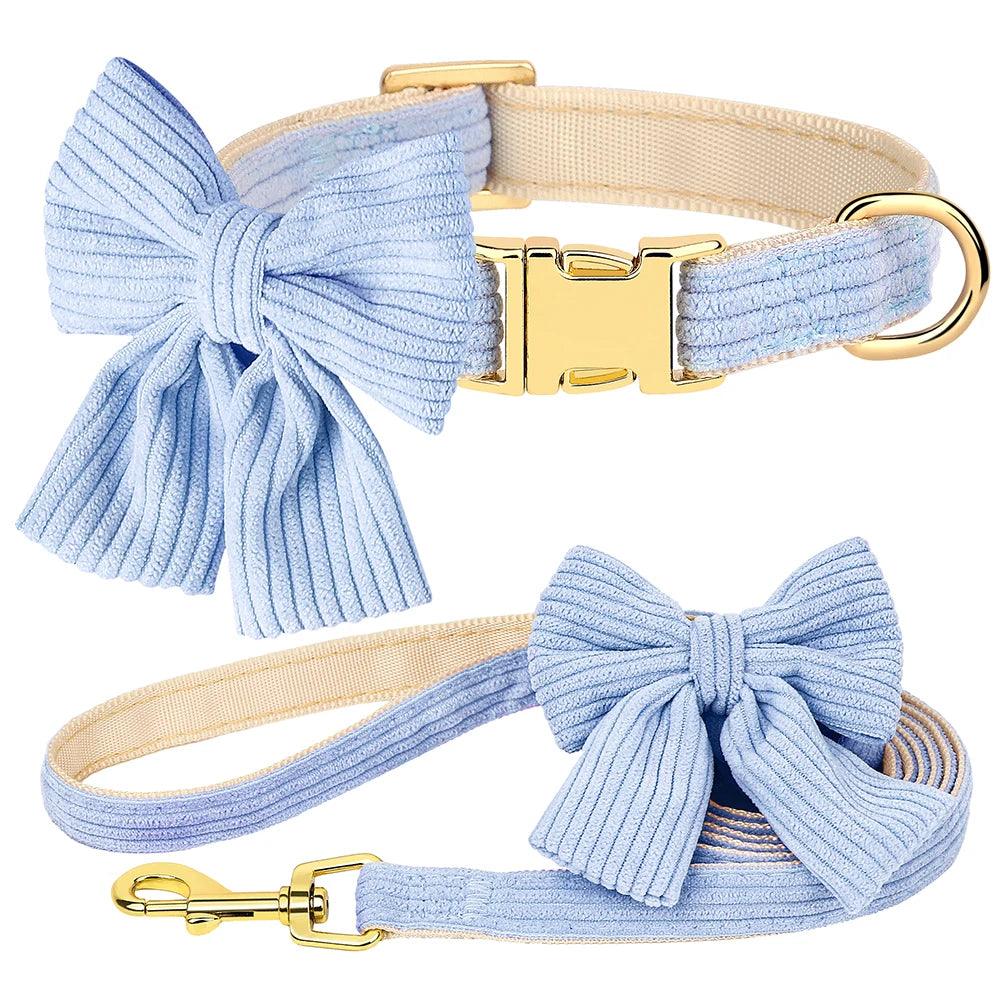 Pink Velvet Dog Collar Set