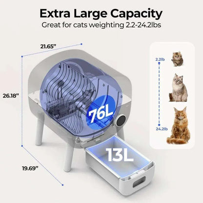 Smart Automatic Self-Cleaning LitterDescription:

Say goodbye to scooping! This self-cleaning litter box keeps your home odor-free and fresh, giving your cat a clean space while you enjoy hassle-free mRegal Pet PalaceRegal Pet PalaceSmart Automatic Self-Cleaning