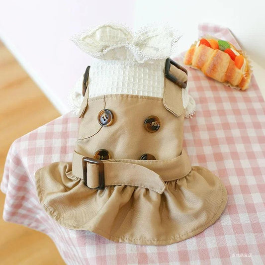 Khaki Button Pet Skirt