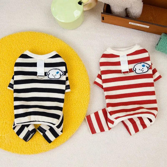 Striped Puppy Jumpsuit Overalls